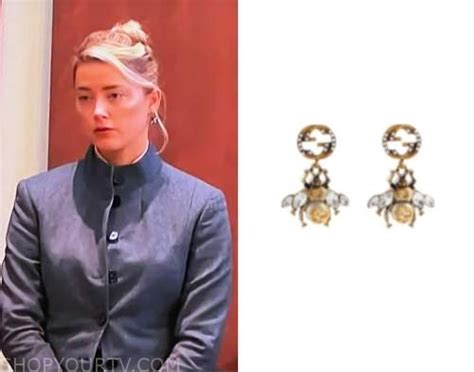 amber heard gucci bee earring|amber heard bee earring.